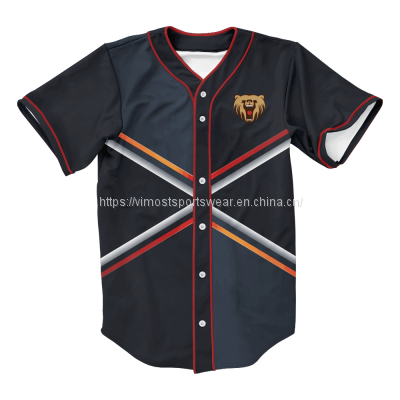 full button custom baseball jersey with sublimation