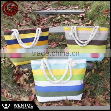 Wholesale Latest Stripe Canvas Beach Bag