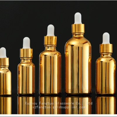 Electroplating gold dropper bottle 10-100ml glass dropper bottles essential oil empty bottle