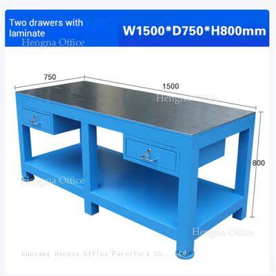 Industrial Steel Workbench with Dual Drawers and Powder-Coated Frame | Custom Sizes Available
