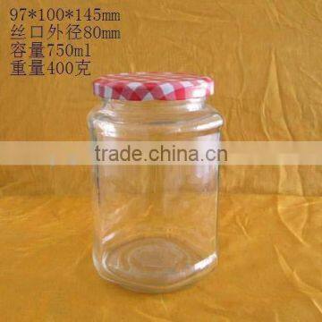 750ml round storage glass bottle, empty glass bottle with lid