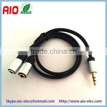 AL shell 3.5mm male plug P2 to 2-3.5 jack J2 mini trs audio adaptor cable