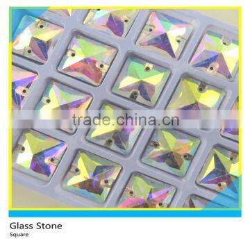 SS8/SS10/SS12/SS16 AB Square Glass Material Stone Sew on Flat Back Pointfaced Crystal Stone