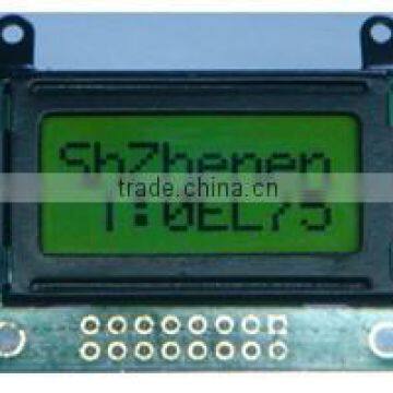 8 characters x 2 lines lcd module display without backlight ,stn yellow green cob style