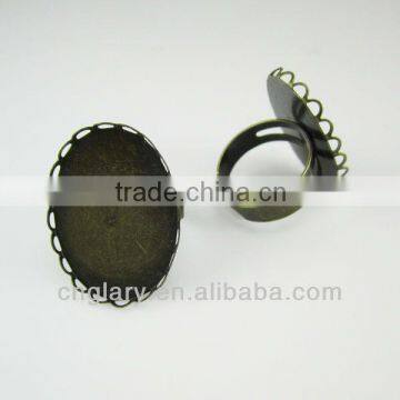 19mm bronze round finger ring with plate