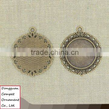 Time Gem Circular Fine Lace Pattern Diy Zinc Alloy Round Pendant photo-2