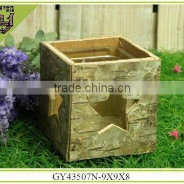 star natural birch bark candle holder