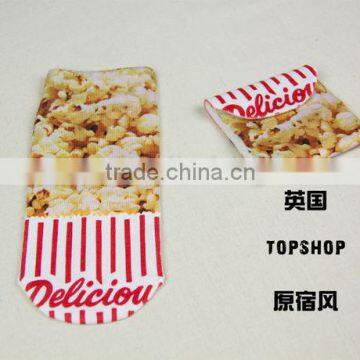 custom sublimation digit print popcorn puffed rice socks