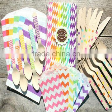 Manufacturer of Party Supplies More Patterns Paper Straws, Paper Bags, Wooden Forks Spoons Knives