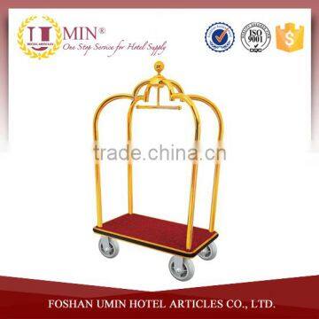 Polished Solid Brass Birdcage Bellman Luggage Trolley