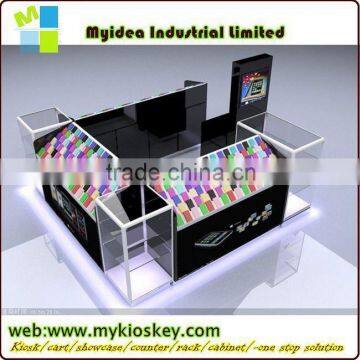 New Design Hot Sale Tempered Glass Wood Cell Phone Kiosk for Cell Phone Shop Cellphone Store Display Fixture photo-2