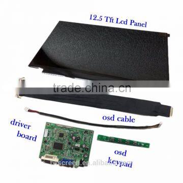 12.5-inch LCD Display 1920x1080 with 400 cd/m2 white luminance plus lcd controller board