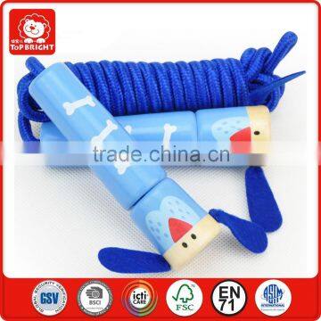 safety EN71 outdoor games for kids blue colour educational play games toy factory sale smooth handle burly wooden skipping rope
