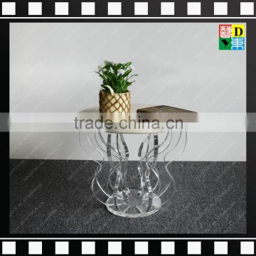 2016 Elegant Transparent crystal acrylic coffee table with marble top From China