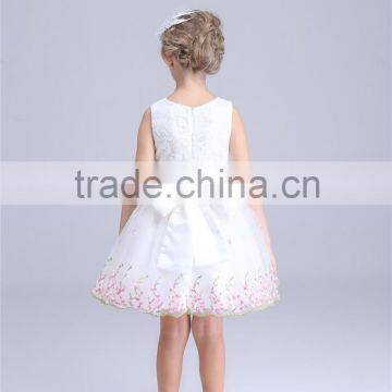 Floral Embroidered Children Girl Dress Butterfly Knot Princess Baby Girl Dress OEM Service photo-6
