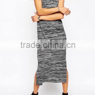 mixed color dye long women dress sleeveless women dress OEM service