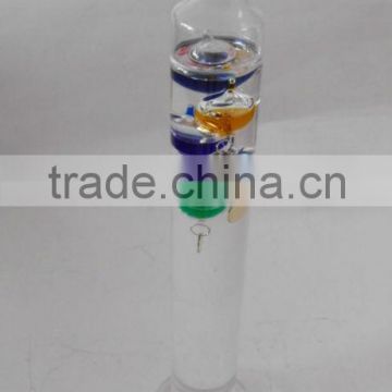 Galileo Thermometer, 5 Multi Colored Spheres with Gold Plated Temperature Tags