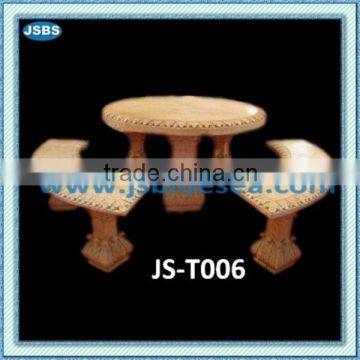 hand carved outdoor stone tables and benches