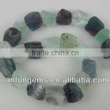 Gemstone fluorite rough nugget bead