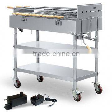 (Australia Style) Stainless Steel Outdoor Charcoal BBQ's Grill Trolley Rotisserie Spit With Variable Speed Motor 220V/110V