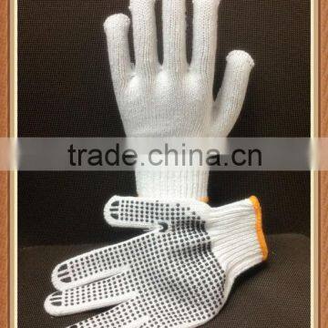 PVC dotted cotton yarn gloves,bleached white PVC dotted working weight gloves