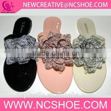 funky party spa thong women flip flop PVC slipper with flower