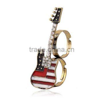 Fashion Nation Flag Pattern Guitar Shape Reality Instrument Ring