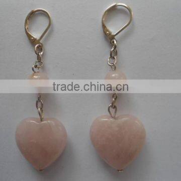 Fashion earring rouse quartz heart earring jewelry