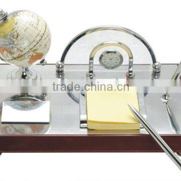 wooden desktop set,clock,globe&ball,clock,sign pen