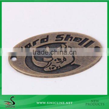 Sinicline Custom Bronze Jeans Metal Tag with Black Engraved Logo