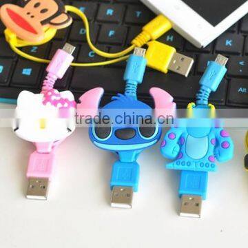 Colorful cartoon micro usb charger cable