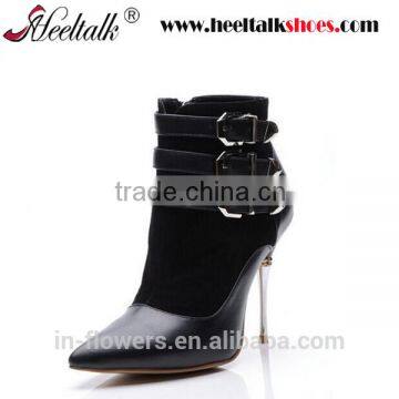 2016 high heel spring genuine leather women ankle boots with metal heel