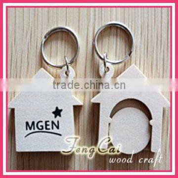 Custom promotional item wooden cheap logo printed Keychain (OEM Wooden Craft in Laser Cut & Engraving)