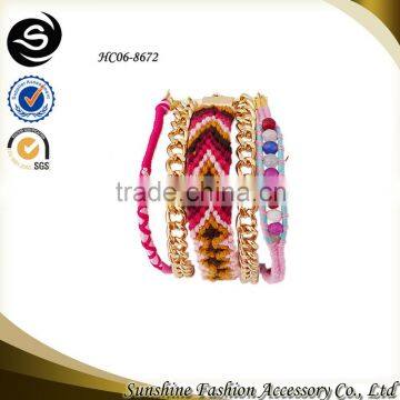 Fashion weave bracelet set multi color jewelry set simple chain bracelet set