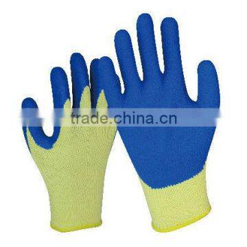 Aramid knitted gloves with latex coated on palm, 10 gauge