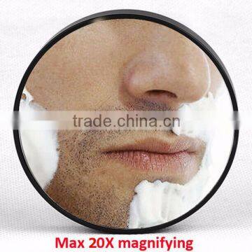 Single side small round 20x magnifying fogless shower mirror