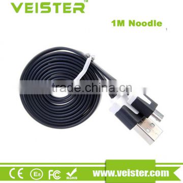 high speed 1M flat noodle micro usb cable for Blackberry