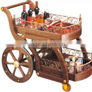 hotel or restaurant wine beer food hand luxury wood trolley