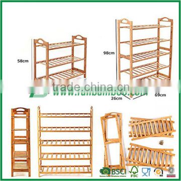 Adjustable Bamboo Shoe Rack Entryway Shoe Shelf Storage Organizer