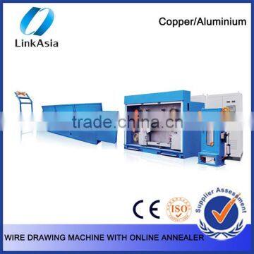 Inlet 8.0 Outlet 3.0-2.6 9 dies copper rod breakdown machine with annealer