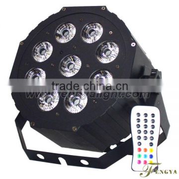 9pcs 12w RGBWA+UV 6 IN 1 led flat led par light