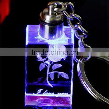 in fashion K9 custom LED led flashlight crystal key chain