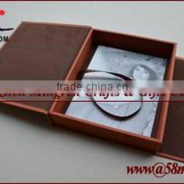 Fabric Leather Wood Photo Storage Box photo-3