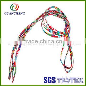 Factory 2015 promotion 100% polyester material and flat feature wholesale multicolors printed shoelaces