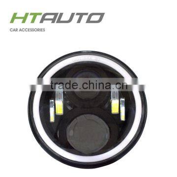 HTAUTO 7" Round Led Daytime Running Lights with Angel Eyes Led Headlight Bulbs Led Headlight For Motorcycle Truck