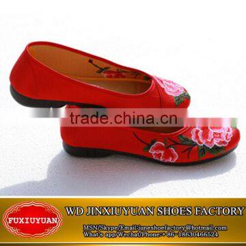 fashion stylish casual cloth embroidered cotton fabric shoes for women chinese embroidered shoes