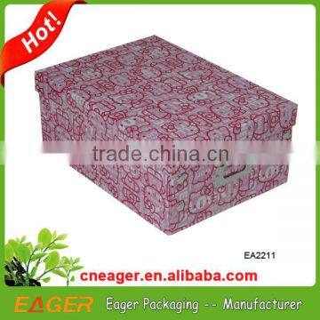 Collapsible paper storage box with lid