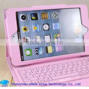 Mini bluetooth keyboard for tablet pc with leather case,detachable magnetic bluetooth keyboard for Ipad mini