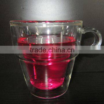 double wall glass tea cup