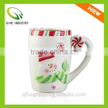 white blank ceramic Porcelain cup with snowman